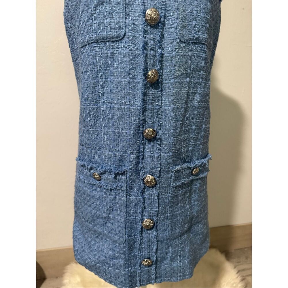 Veranica Beard Laurel Tweed mini shift dress sky blue 2 - Picture 15 of 16